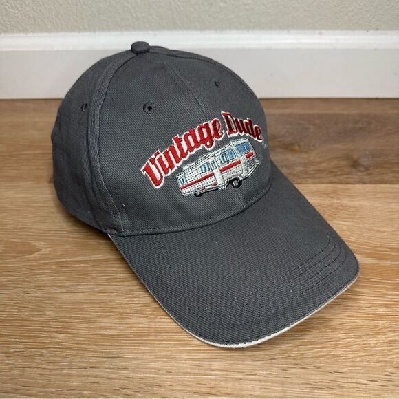 Vintage Dude Embroidered Gray Adjustable Strapback Hat - Picture 5 of 11